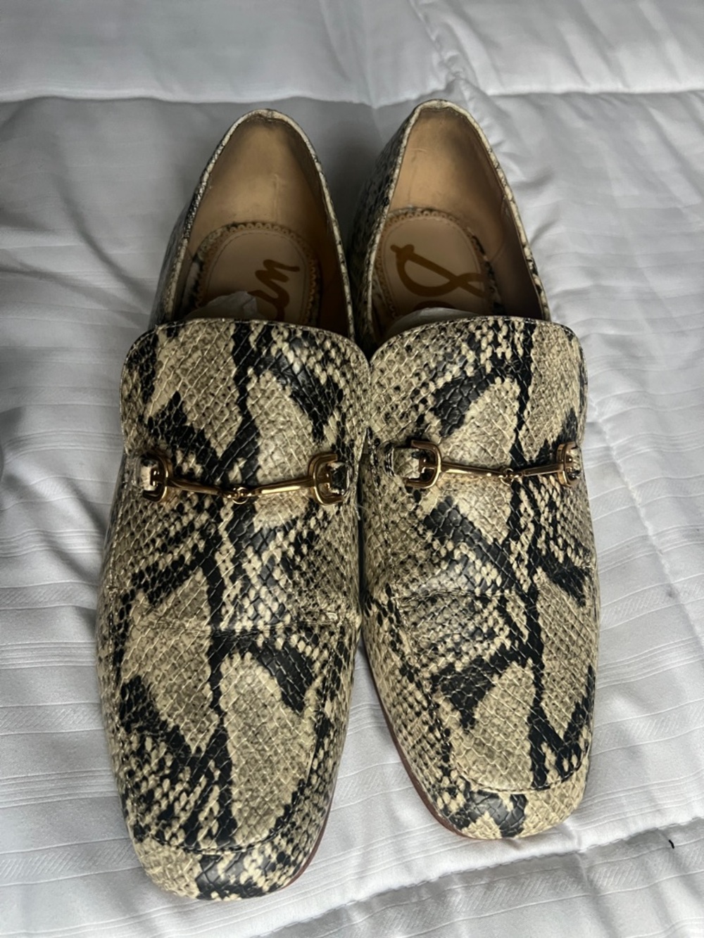Sam Edelman Women's Snake-Print Loafers with Gold Bit